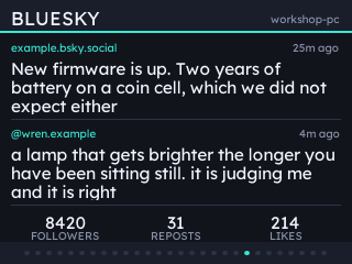 The newest post from an account and from a feed, with follower, repost and like counts along the bottom.