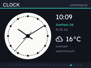 A clock face marked with dots.