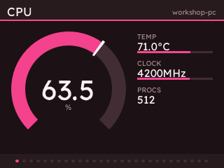 A badge page in magenta on near-black.