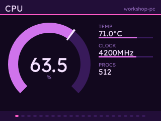 A badge page in pink and cyan on deep violet.